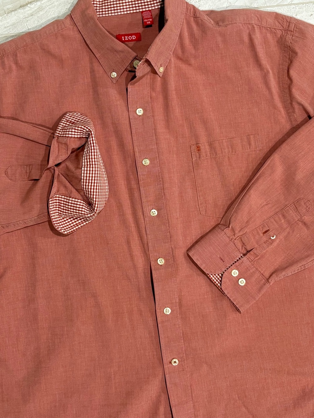IZOD Men's Red Button-Down Long Sleeve Shirt